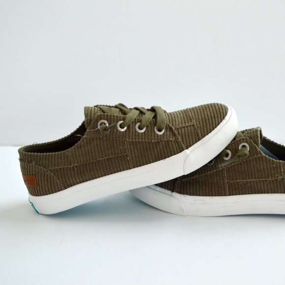 blowfish malibu casual slip sneaker shoes corduroy ribbed olive green woman new - Picture 2 of 7
